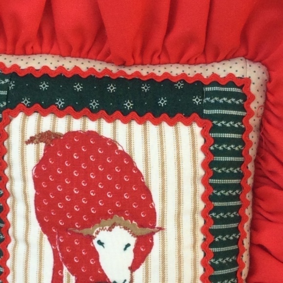 Vintage sheep pillow Christmas small accent pillow Rick rack country farmhouse - Picture 4 of 5